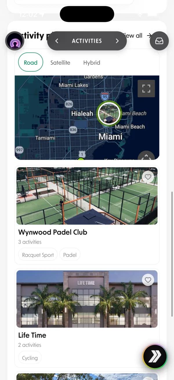 Map of activity places near the member